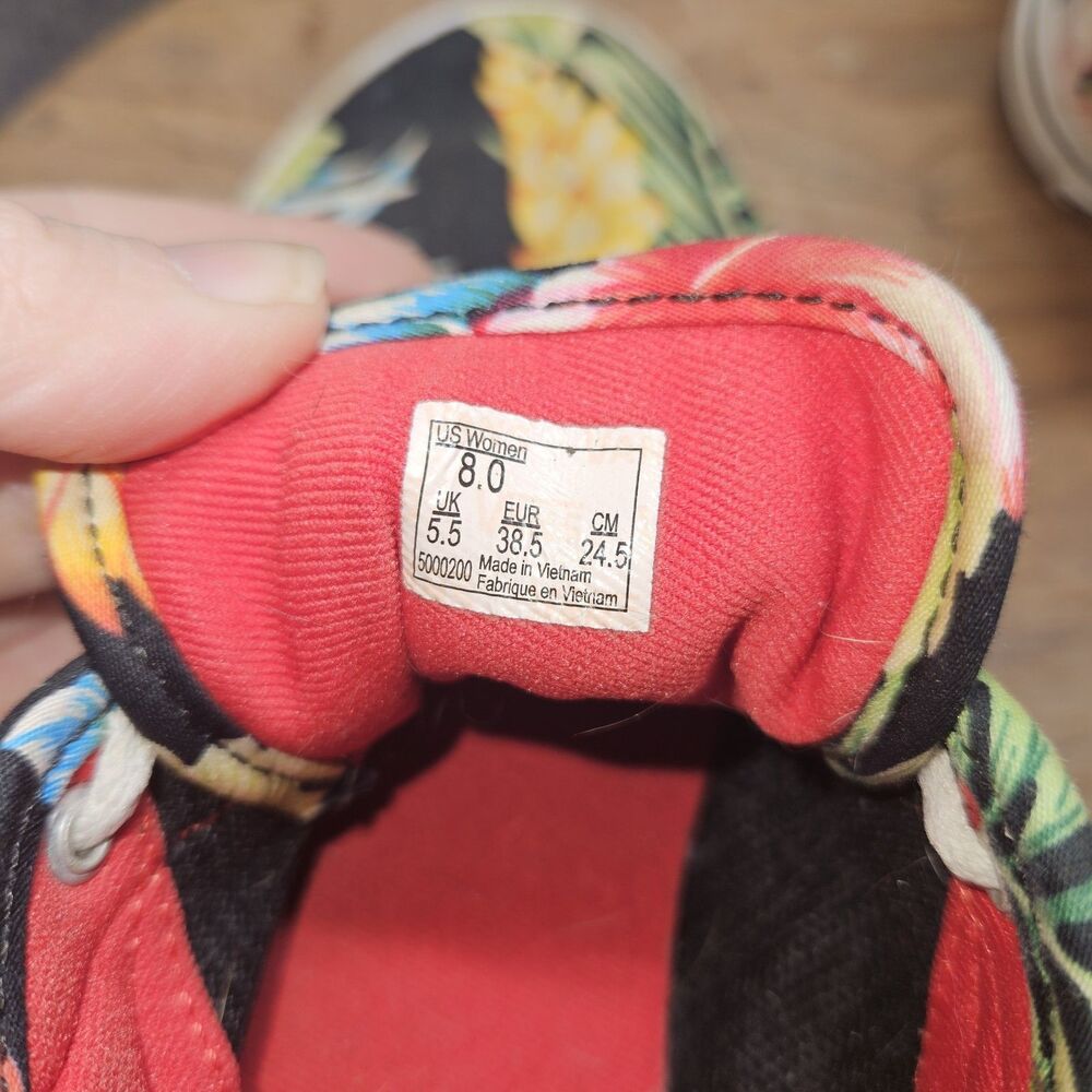 Vans Womens Black Hawaiian Print Shoes Size 8 Floral Colorful Tropical - Picture 7 of 8